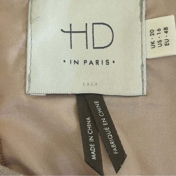Anthropologie HD in Paris Patchwork Suede Leather Mini Skirt Taupe Pink Size 16 - Picture 9 of 10